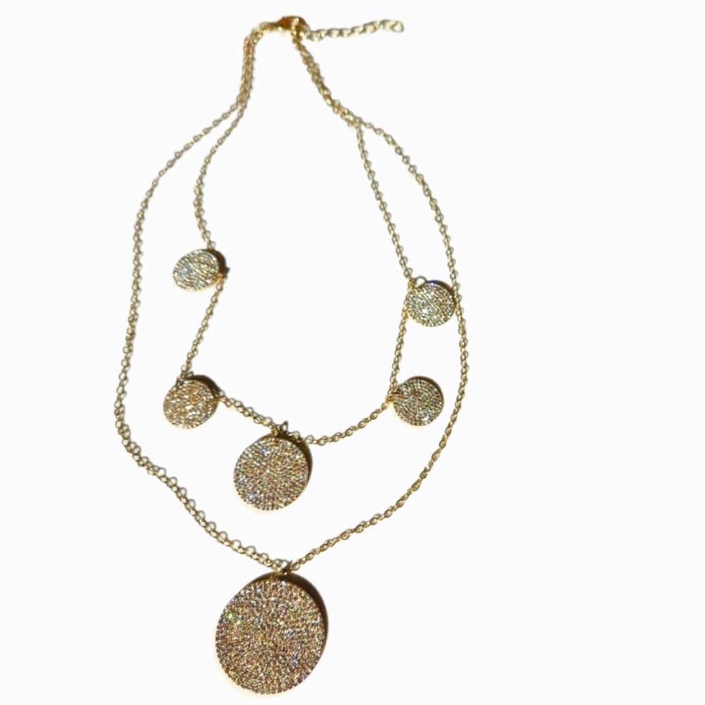 Sparkly Gold and Crystal Pendant Necklace